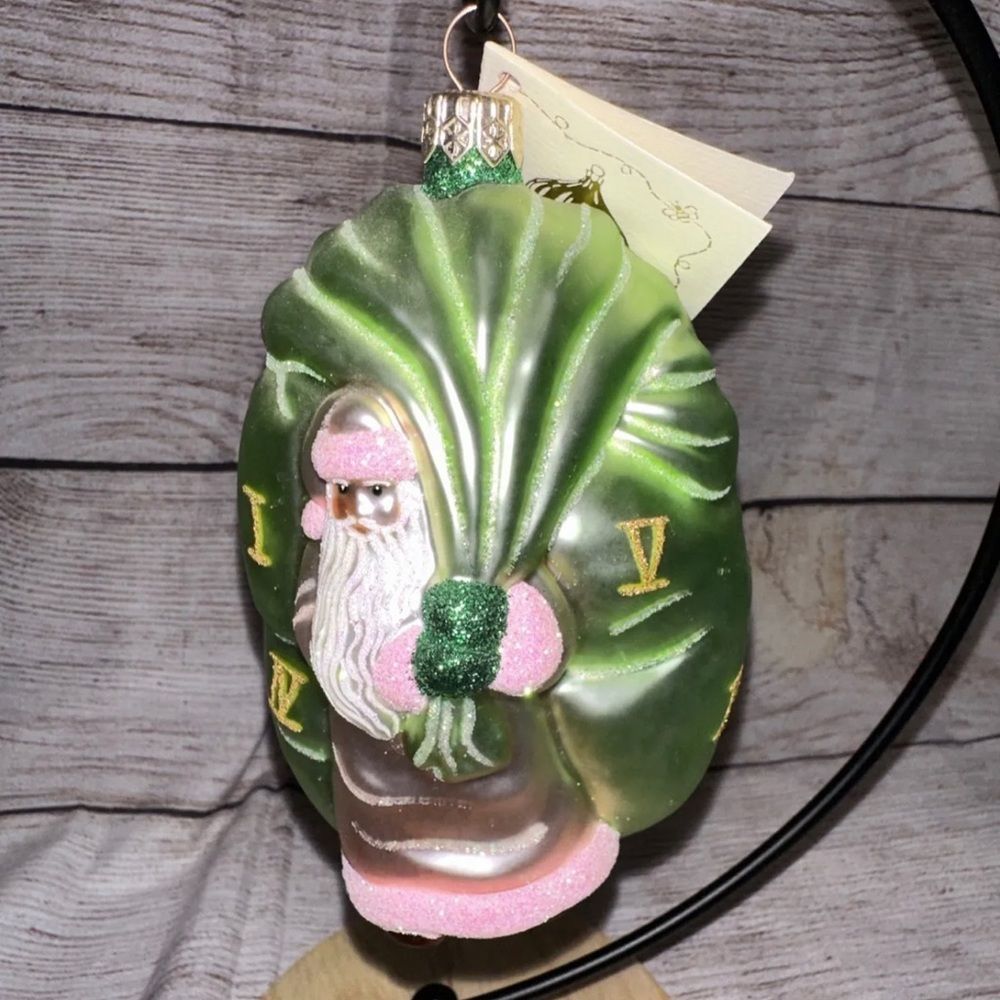 Patricia Breen Advent Santa Roman Numerals Pink Christmas Tree Holiday Ornament